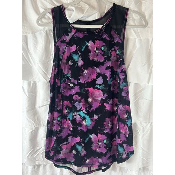 Lululemon Tops - Lululemon Sculpt Tank Midnight Bloom Black Deep Fuschia Size 8 Gym Hiking women